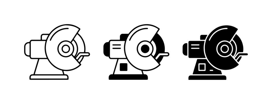 Bench Grinder Icons, Metalworking Tools, Industrial Equipment, Workshop Machines, Grinding Wheels