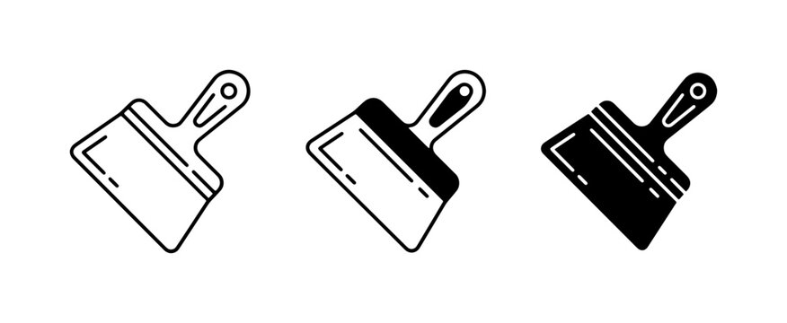 Drywall Trowel Icons, Spatula Tools, Plastering Equipment, Construction Symbols