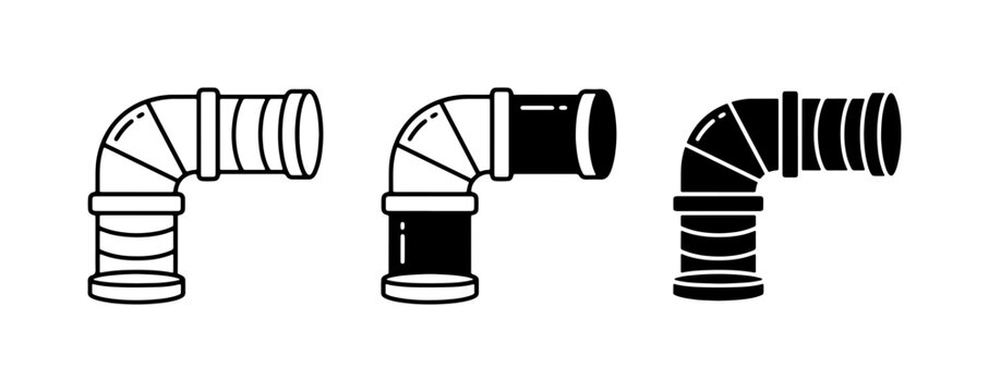 Plumbing Elbow Pipe Icons, Construction and Industry Vector Graphics, Water System Components
