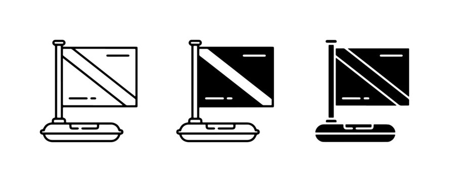 Desk Flags Collection: Trinidad and Tobago, Black and White Icons, Vector Graphics