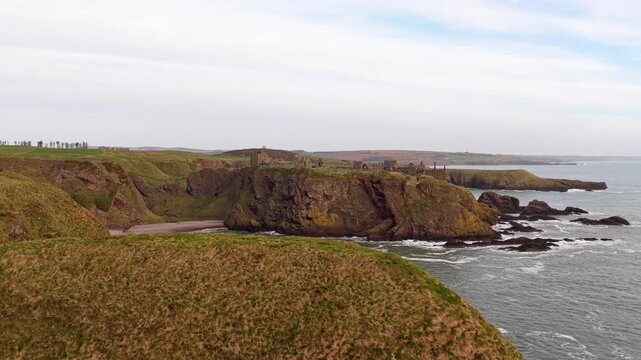 Dunnottar castle on the rocky coast of scotland