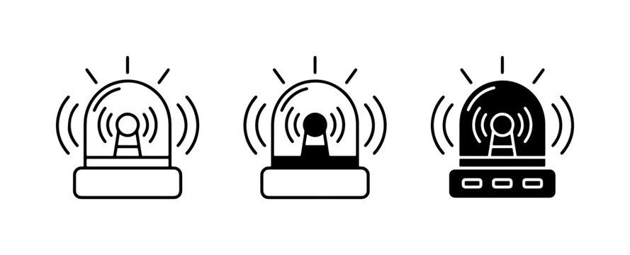 Warning Siren Icons, Alert Beacon Symbols, Emergency Light Graphics