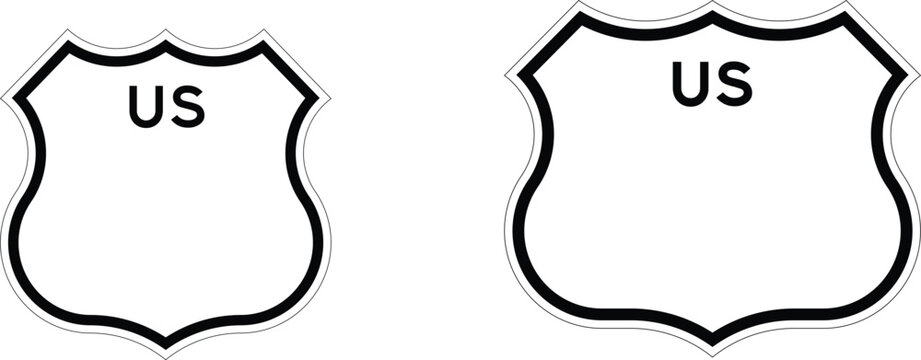 US Route Sign Shield Blank Templates for Two Digits and Three Digits 1961 Design