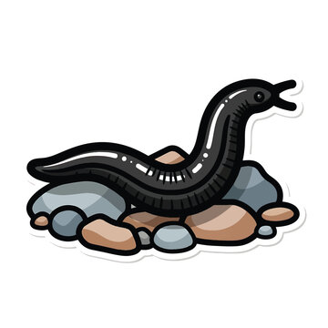 Cartoon illustration of an earthworm.