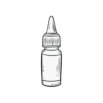 Line art illustration of a dropper bottle with a blank label for liquids or medicine