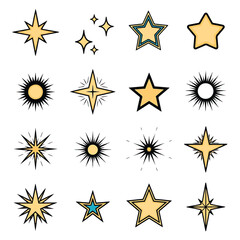 Obraz premium Collection of various star shapes icons.