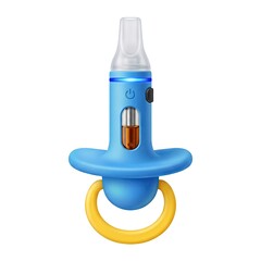 Fototapeta premium Electronic cigarette vape pen combined with a blue baby pacifier isolated on a white background