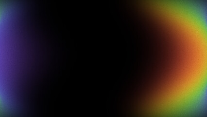 Fototapeta premium Vibrant grainy rainbow mesh side gradient on black background with soft noise texture
