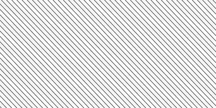 Thin slash line seamless pattern. Repeated fine diagonal lines background. Pinstripe wallpaper. Black and white tilted slanted strip backdrop. Repeating oblique linear texture overlay