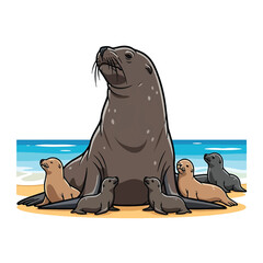 Large seal with baby seals. © Wingman