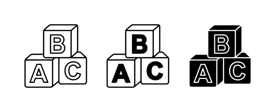 ABC Blocks, Alphabet Learning Toys, Early Education Icons, Kindergarten Symbols, Playful Design Elements