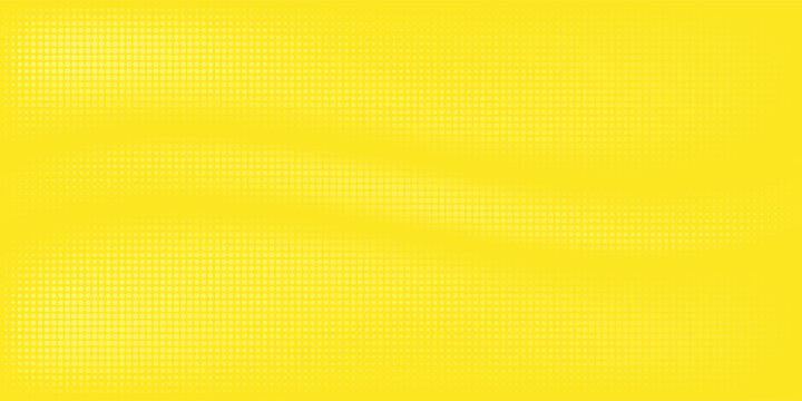 Pop art lemon yellow background with halftone patterns in comic book style, vector.