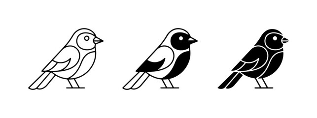 Bird Icons Set, Simple Line Art and Silhouette Styles, Vector Graphics for Nature and Wildlife © ShahinAl