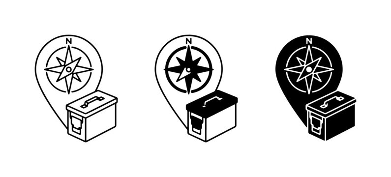 Location Pin Compass Icon Set, Navigation Map Marker, Travel Destination Icons