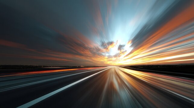 Road perspective at sunset