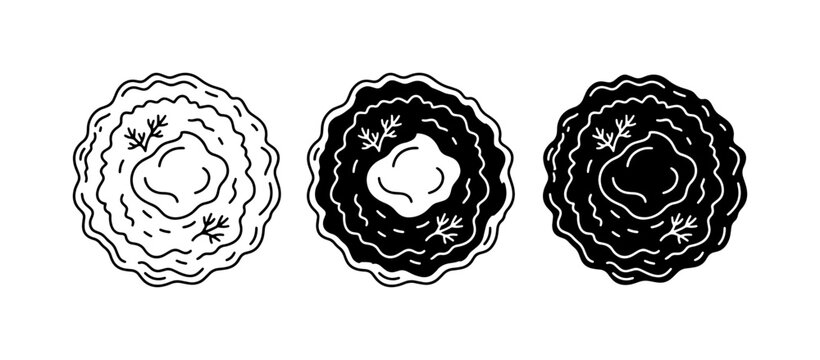Three Ravioli Icons, Pasta Dumpling Vector Art, Italian Food Illustration