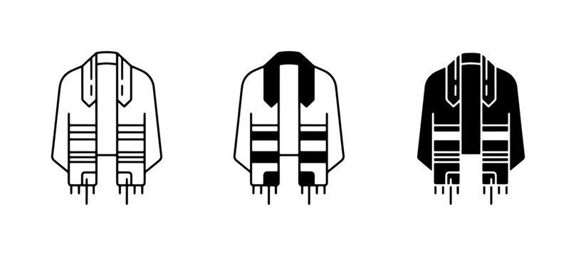 Tallit Prayer Shawl Icons, Jewish Religious Garment, Symbol of Faith and Tradition