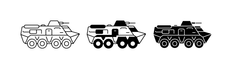 Armored Personnel Carrier Icons, Military Vehicle Graphics, Transport Vector Set © Fahim