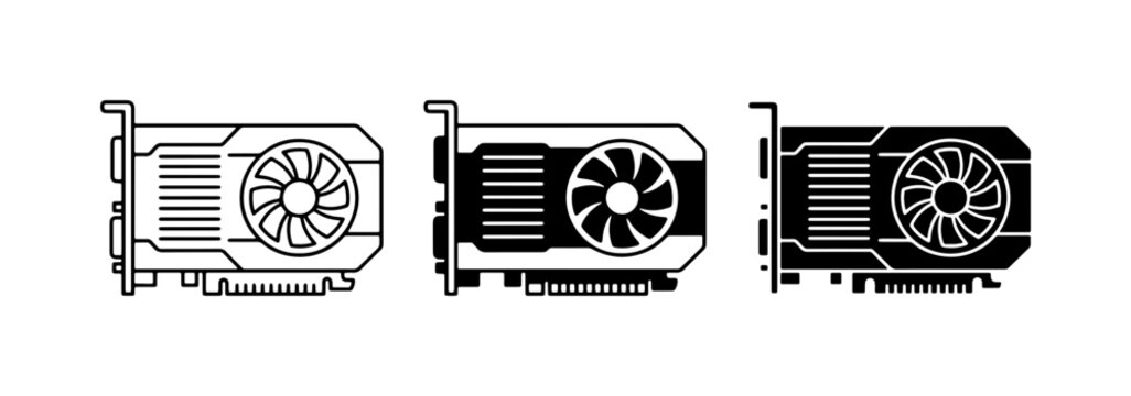 Graphics Card Icons, GPU Vector Set, Computer Hardware Components