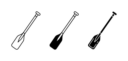 Rowing Oar Icons, Canoe Paddle Vector Set, Kayak Gear Graphics © Rayhan