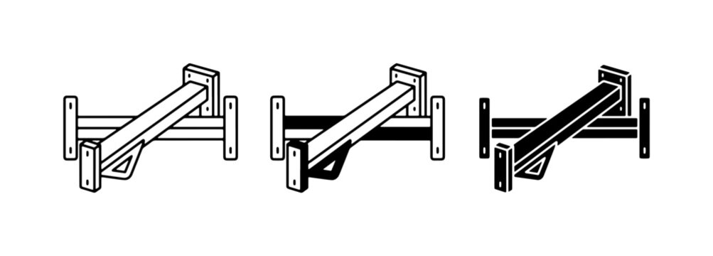 Hitch Receiver Set, Trailer Hitch Components, Towing Equipment Vector Icons