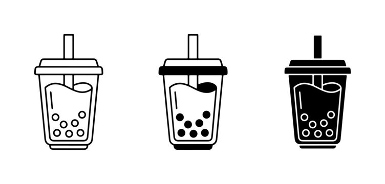 Bubble Tea Icons, Boba Drink Vector Set, Sweet Beverage Collection