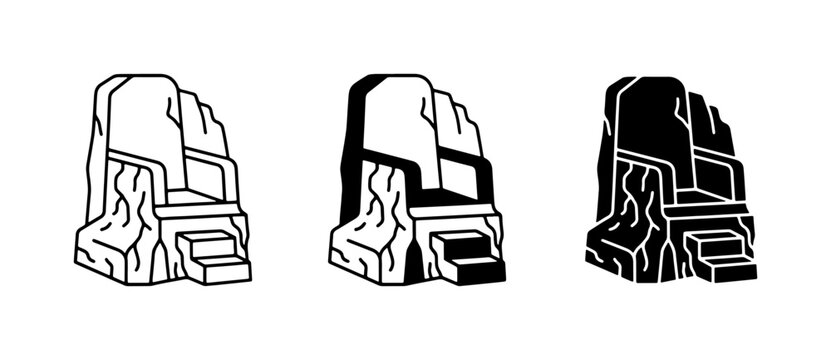Ancient Stone Structure, Rock Formation, Temple Entrance, Monolith Icon, Cliff Steps
