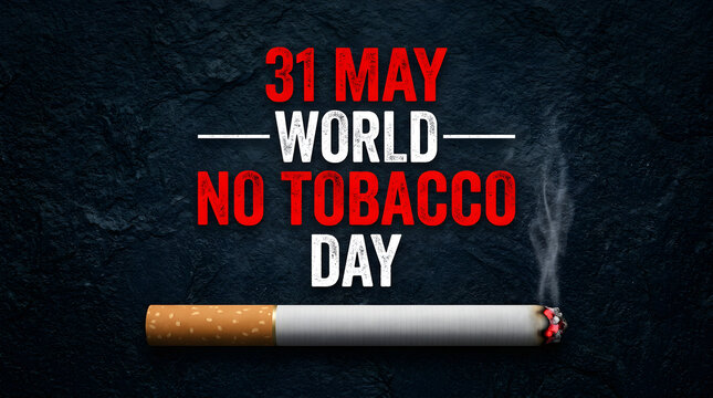 Cigarette with smoke on dark background for World No Tobacco Day on May 31st
