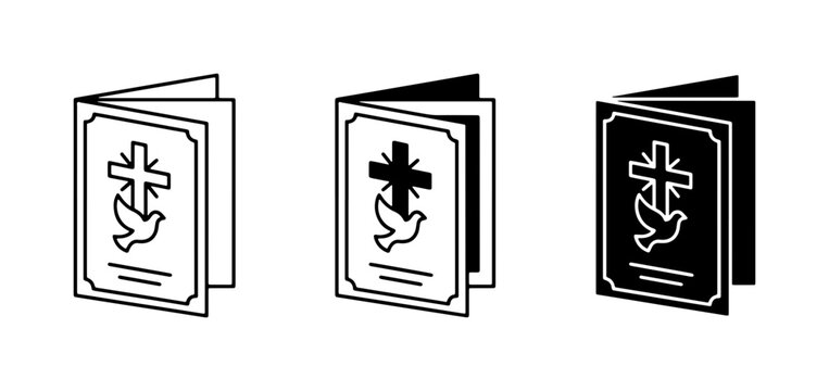 Christian Cross Dove Symbols, Religious Booklet Icons, Baptism Funeral Service Programs