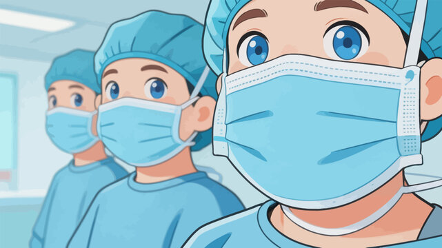 Team of surgical medical workers preparing for operation