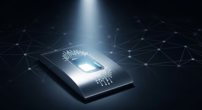 Futuristic Biometric Fingerprint Scanner Illuminating Digital Network for Secure Authentication and Access