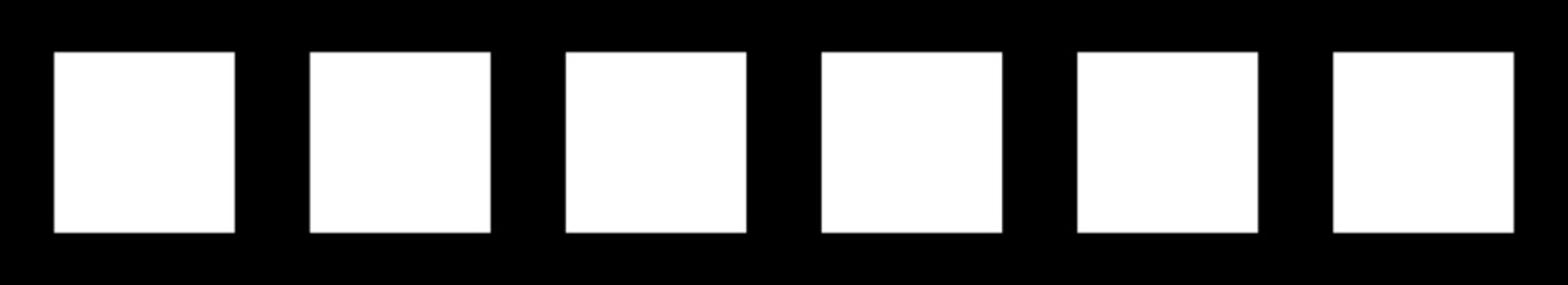 Horizontal six square holes. Minimalist cutout-style design element for patterns, templates, icons, dividers, and modern graphic layouts.