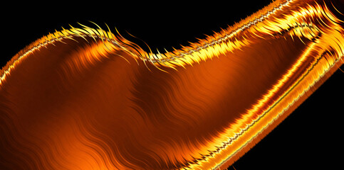 Luxury golden liquid surface with smooth wave reflections and glowing ribbed glass texture for premium branding background © OS