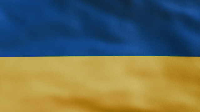 Ukraine flag waving in wind close up, background realistic render
