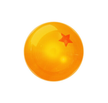 Dragon Ball Inspired 3D Render of a One-Star Orange Crystal Ball, Transparent Background
