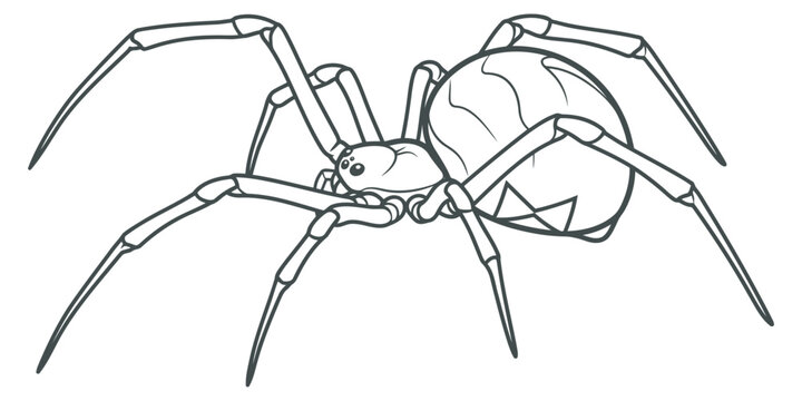 Black widow spider illustration, line art eps 10