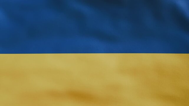Ukraine flag waving in wind close up, background 4K video render