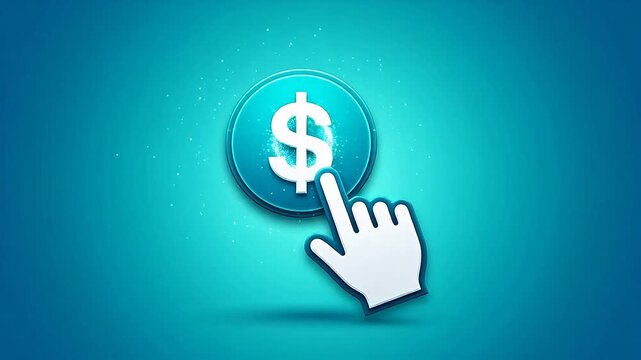 Dollar symbol with hand cursor emphasizing modern aesthetics and minimalist design