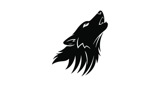Wolf head howling at the moon creates a powerful emblem of wild nature and untamed animal instinct in the forest.