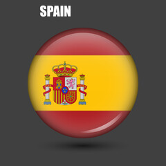 Fototapeta premium The national flag of Spain is round.Vector.A round 3d flag icon with high detail.A spherical illustration of the flag.