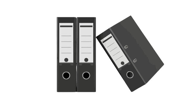 Black ring binders on white background isolated on transparent background, Vector