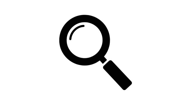 Black magnifying glass icon isolated on transparent background, Vector