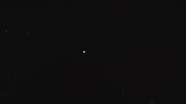 Slow motion real dust particles floating mid air over dark background
