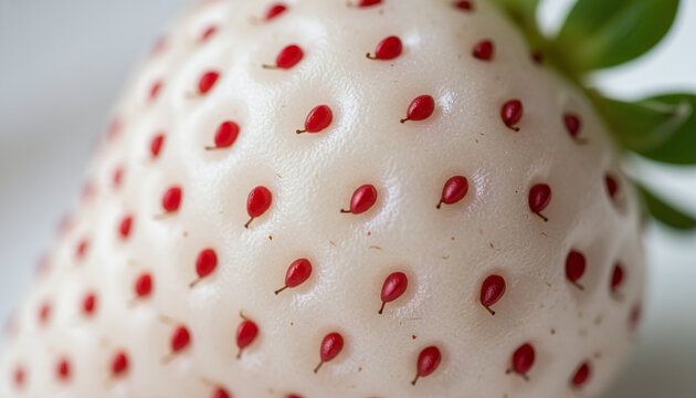 Japanese White Jewel pineberry macro with white flesh and red seeds