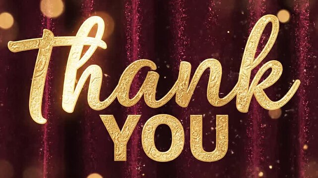 Animation of thank you text 
Golden Thank You Message on Festive Red Shimmer Background