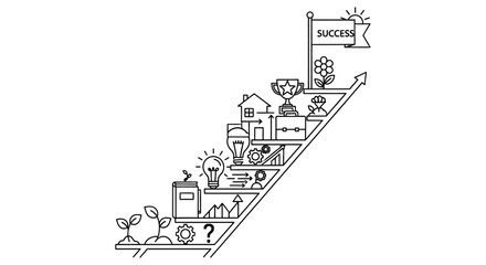 Obraz premium Illustration of a staircase representing growth success and achievement