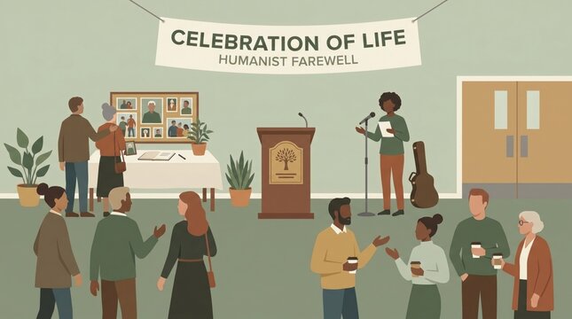 Secular humanist funeral celebrating a life with personal touches and non-religious dignity