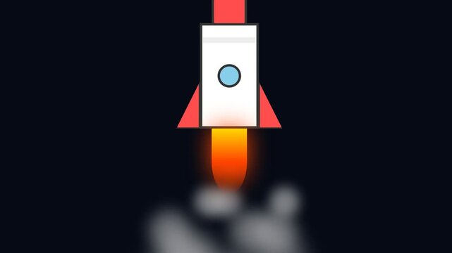 Minimalist 2D Rocket Launch Animation