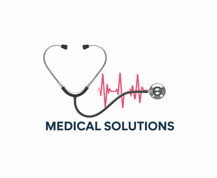 Stethoscope and heartbeat line for medical solutions