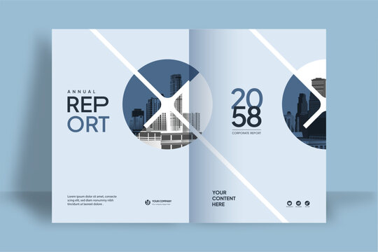Business Report Cover Template &ndash; Blue Geometric Layout (A4)